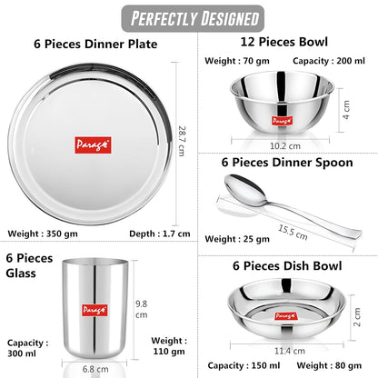 51pc Stainless Steel Dinner Set | Heavy Gauge | Serves 6