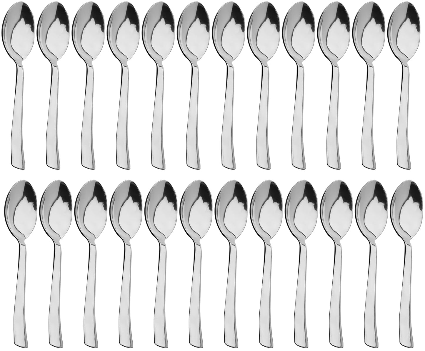 24 Pieces Stainless Steel Dinner Spoon Set, 16 cm Mirror Polished Silverware for Home & Kitchen (Silver)