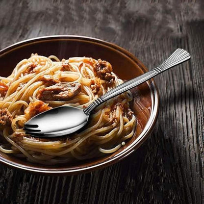 6 Pcs 3-in-1 Stainless Steel Spork Set | Spoon Fork Combo for Soup & Noodles