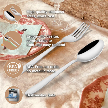 12 Pcs Stainless Steel Spoon & Fork Set | Sigma Design Cutlery Set for Home & Kitchen, Silver