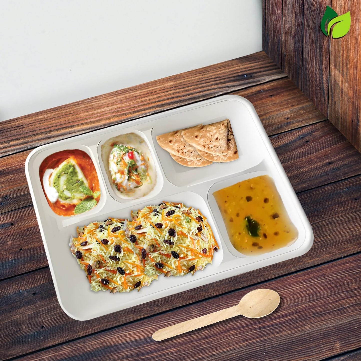 25pc Bagasse Dinnerware Set | 5-Compartment Plates & Bowls