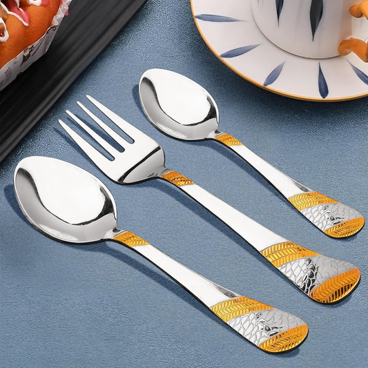 18pc Stainless Steel 24k Gold Cutlery | Spoons Forks Tea | Dining