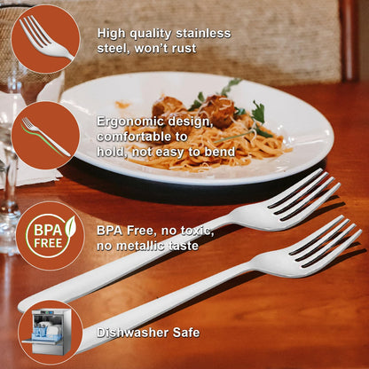 Stainless Steel Dinner Fork Set of 12 | 16 cm Table Forks for Home & Kitchen | Sigma Design, Silver