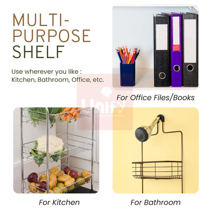 3 Tier Stainless Steel Kitchen Rack | Multipurpose Storage Shelf Silver