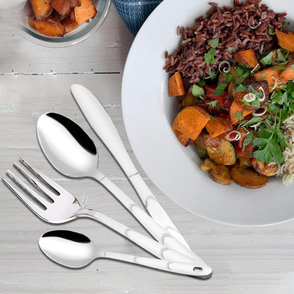 25 Pcs Stainless Steel Cutlery Set with Stand for Home & Kitchen | Silver Set