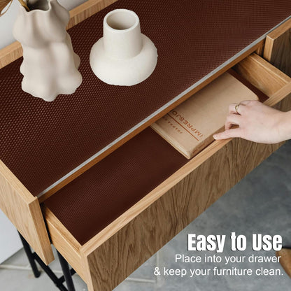 Brown EVA Anti-Slip Shelf Liner Roll – 45 cm x 3 m, Multipurpose Mats for Bathroom, Kitchen, Cabinet, Drawer, Fridge, Cupboard & Table