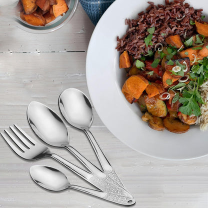 25 Pieces Premium Stainless Steel Cutlery Set for Home & Kitchen – Includes 6 Dinner Spoons, 6 Tea Spoons, 6 Forks, 6 Soup Spoons, Stylish Silver Dining Set
