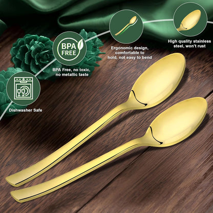 6 Pcs Stainless Steel Small Coffee Spoon Set – 12cm, Premium PVD Gold Spoons for Home & Kitchen, Luxury Tableware, Housewarming Gift