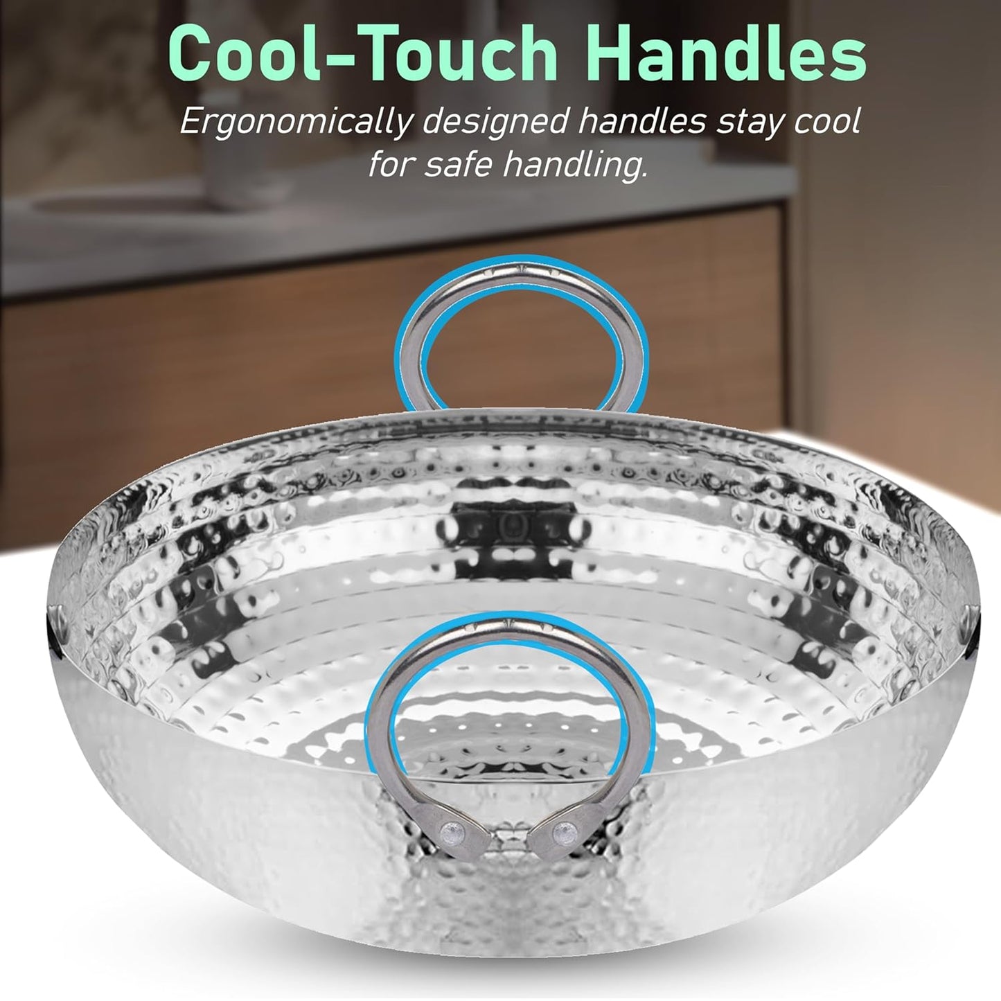 1 Pc Stainless Steel Hammered Kadhai – 2 L Heavy Bottom for Cooking & Deep Frying, Gas Stove Friendly, Silver
