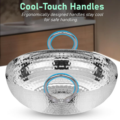 1 Pc Stainless Steel Hammered Kadhai – 2 L Heavy Bottom for Cooking & Deep Frying, Gas Stove Friendly, Silver