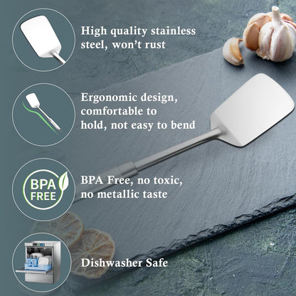 1 Piece Stainless Steel Turner/Spatula for Cooking and Serving, Dosa, Roti, Omelette & Paratha (36.8 cm, Silver)