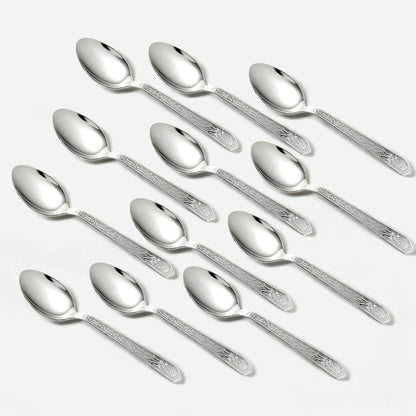 12 Pieces Stainless Steel Dinner Spoon | 15.5cm Long Cutlery, Silver