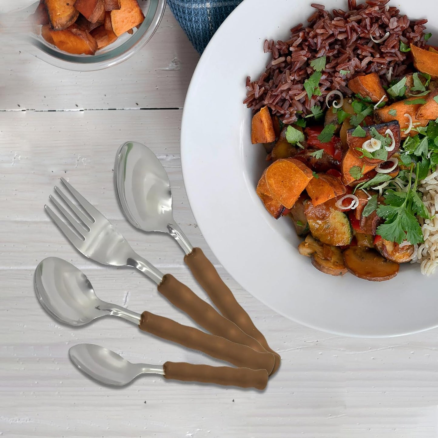 25 Pcs Stainless Steel Cutlery Set with Stand & Box for Kitchen & Dining | Brown