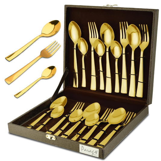 18pc Stainless Steel Golden Cutlery | Gift Box | PVD Gold