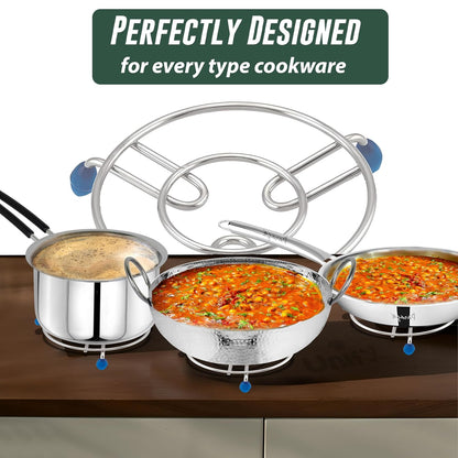 3-Piece Stainless Steel Trivet Set | Hot Pot Mat & Pan Stand | Kitchen & Dining Use (6,7,8 inch)