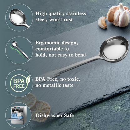 1 Pc Stainless Steel Kitchen Ladle for Cooking & Serving – 34.2cm, Silver, Ideal for Gravies, Dal, Curries, and Pouring