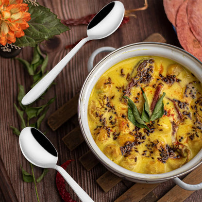 Stainless Steel Dinner Spoon Set of 12 | 16 cm Silver Spoons for Home & Kitchen | Sigma Design 12SIGMA17BS 4