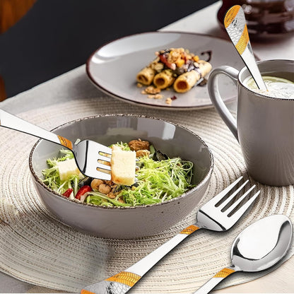12pc Stainless Steel 24k Gold Cutlery | 16cm Spoons & Forks | Dining