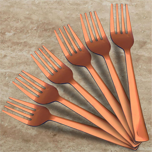 6 Pieces Stainless Steel Rose Gold Forks Set, 16 cm Premium Dining Cutlery – Luxury Dinner Forks for Home & Kitchen, Gift Set of 6