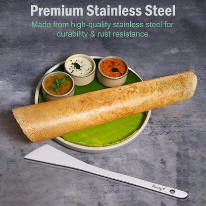 Stainless Steel Dosa Turner, 31.5 cm Heavy Gauge (1.8 mm) – Plain Spatula for Cooking Dosa, Chilla, Omelette, Silver Finish