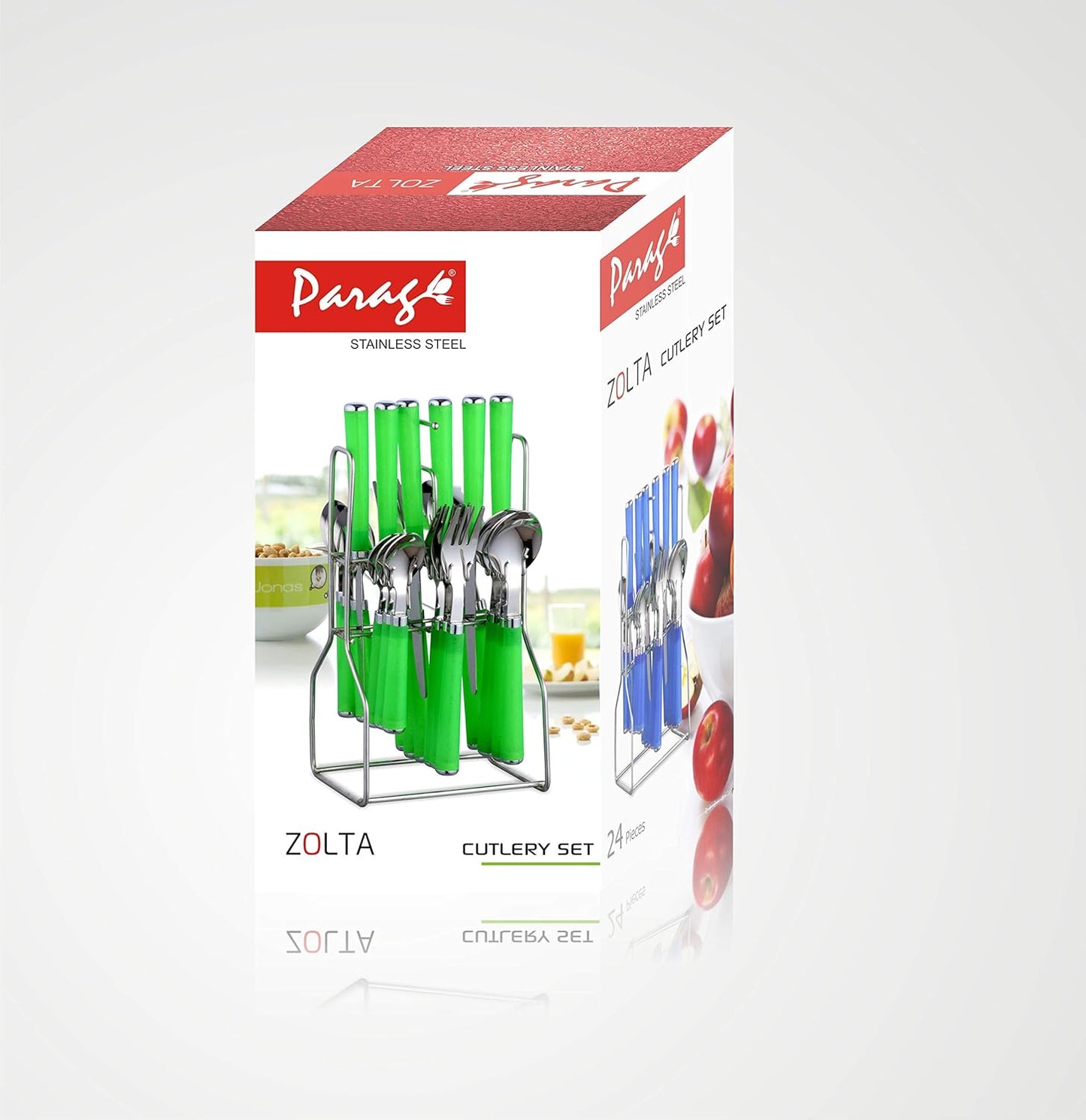 25 Pcs Stainless Steel Cutlery Set with Stand for Kitchen & Dining | Blue