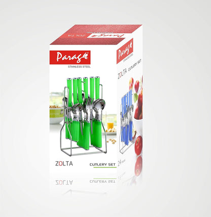 25 Pcs Stainless Steel Cutlery Set with Stand for Kitchen & Dining | Blue