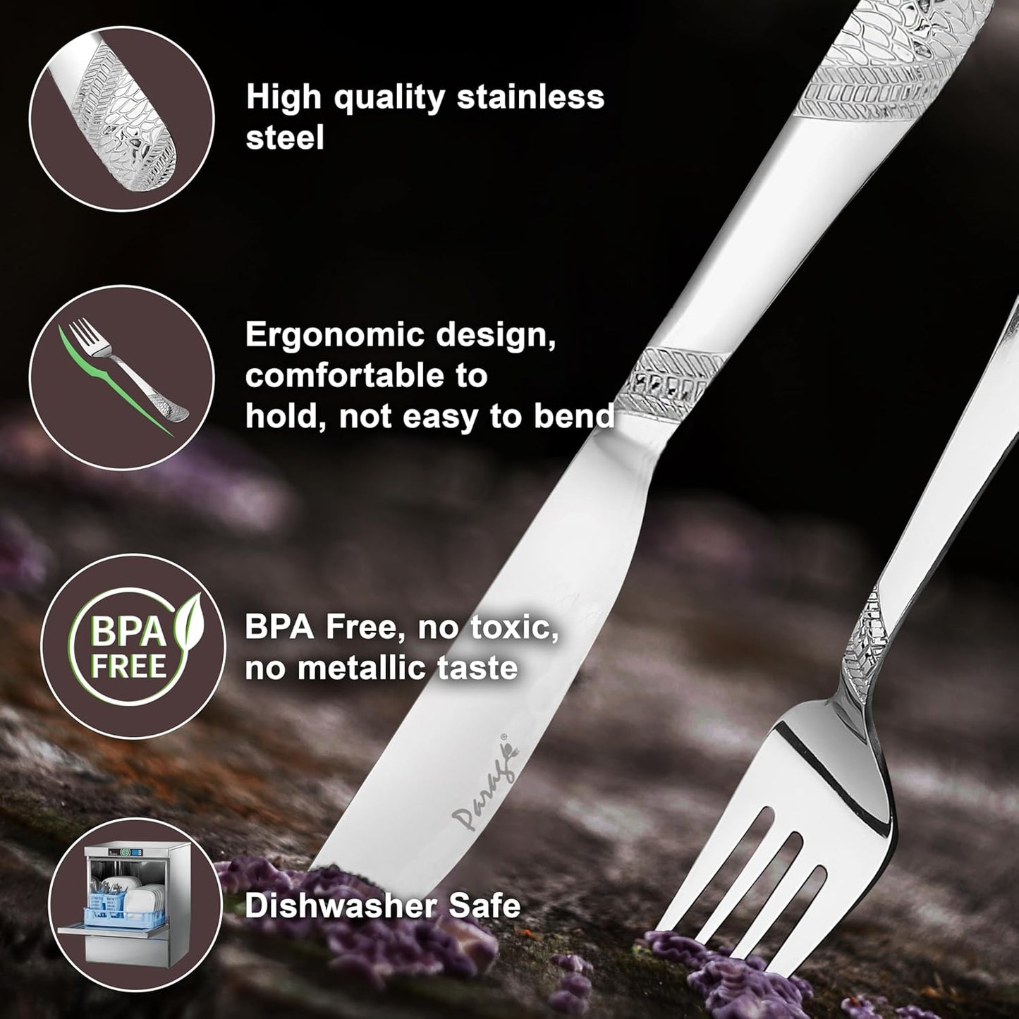 6pc Stainless Steel Knife Fork Set | 3mm Imperial | Silver