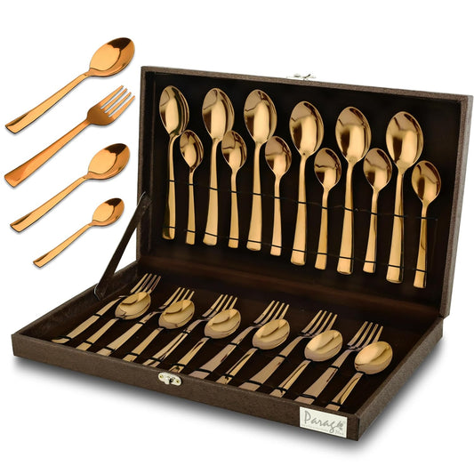 24pc Stainless Steel Rose Gold Cutlery | Gift Box | PVD Rose