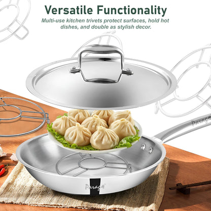 6-Piece Stainless Steel Trivet Set | Hot Pot Mat & Cooker Stand | Kitchen & Dining Use