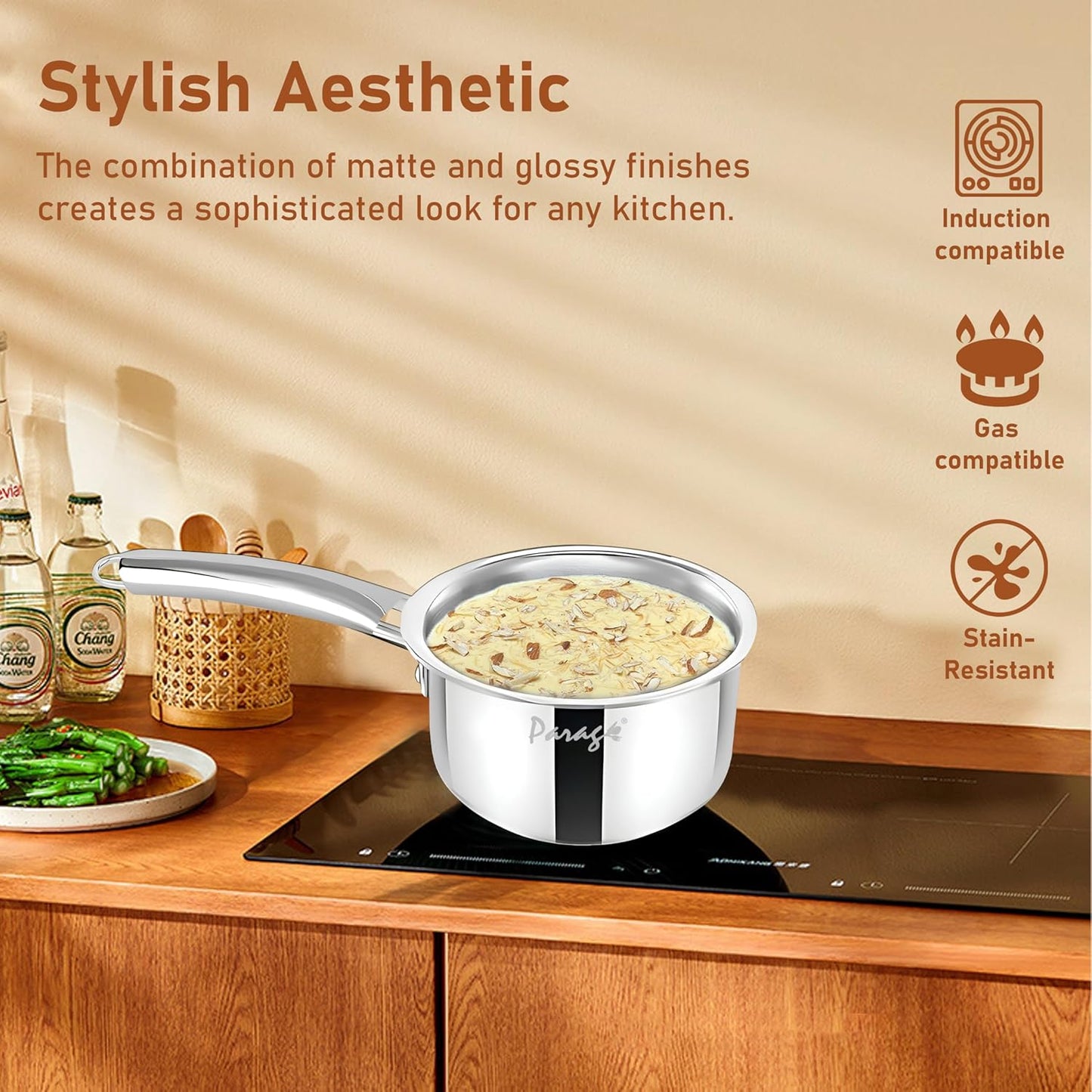 Tripure Triply Stainless Steel 16cm Saucepan 1.75L | Scratch Resistant, Induction & Gas Friendly