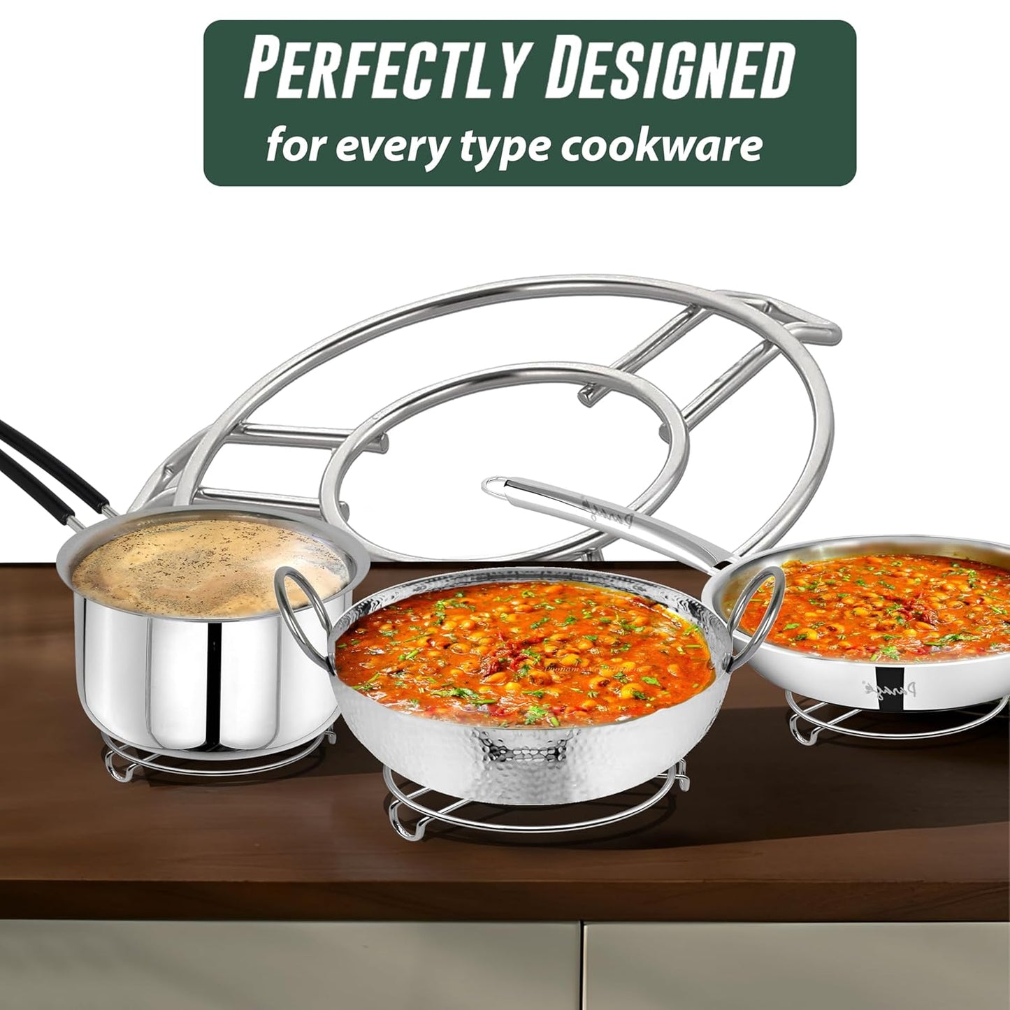 6-Piece Stainless Steel Trivet Set | Hot Pot Mat & Cooker Stand | Kitchen & Dining Use