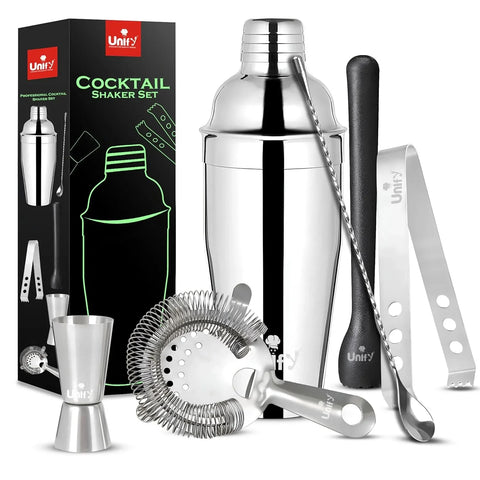 6pc Stainless Steel Bartender Kit | Cocktail Shaker Set