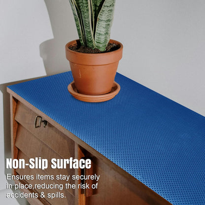 Metallic Blue EVA Anti-Slip Shelf Liner Roll – 45 cm x 5 m, Diamond Texture, Washable Multipurpose Mat for Kitchen Cabinets, Cupboards & Shelves