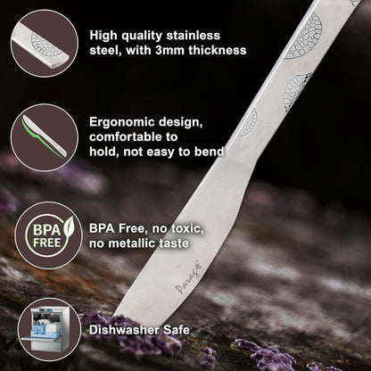3 Pcs Stainless Steel Premium Butter Knives – 3 mm Thick, Moonpress Design, Luxury Dining Tableware for Home & Kitchen, Jam & Butter Spreader