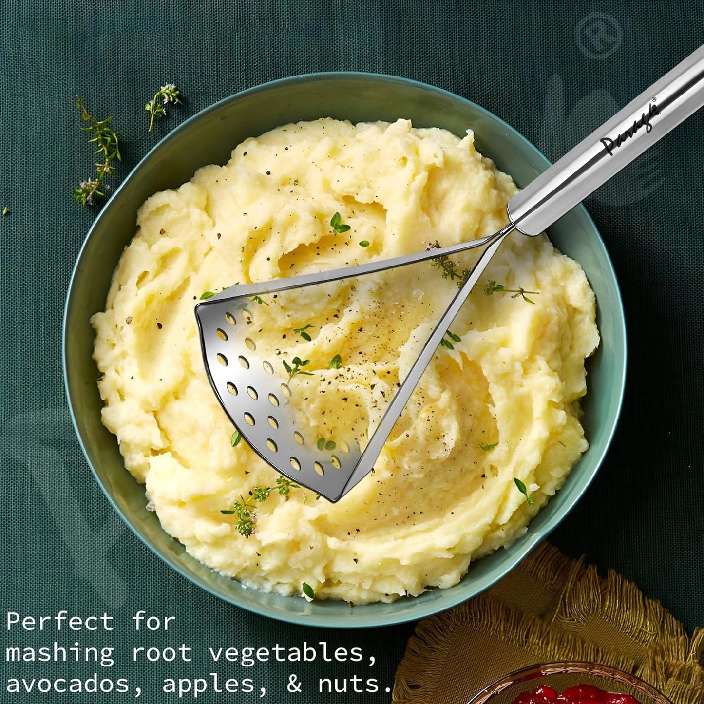 Stainless Steel Potato & Vegetable Masher, 24.5 cm – Kitchen Tool for Pav Bhaji, Home & Kitchen, Silver Finish
