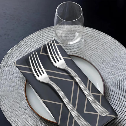 12 Pcs Stainless Steel Table Forks – Silver Cutlery Set, Shiny Sturdy Handle
