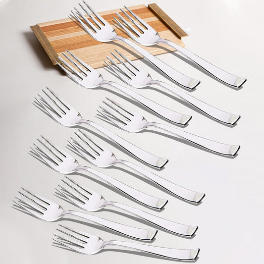 12 Pcs Stainless Steel Dinner Forks – 15.5 cm Silver Fruit & Dining Table Forks, Premium Cutlery Set for Home, Kitchen & Dining Tableware