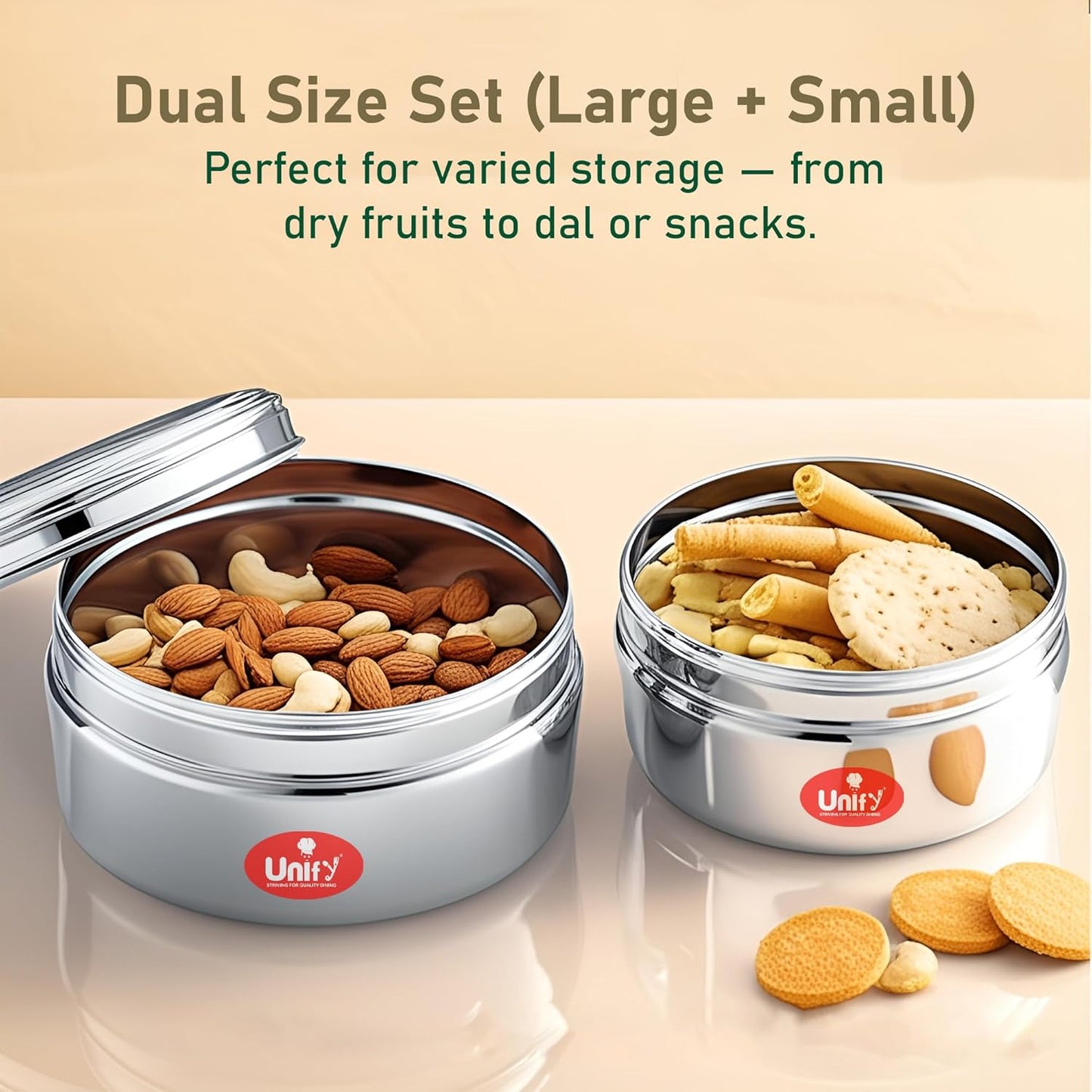 2pc Stainless Steel Storage Containers | 1L & 1.2L Airtight