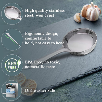 Stainless Steel Dosa Ladle, 20.5 cm Heavy Gauge – Flat Base Spatula & Spoodle Spoon for Cooking, Silver Finish