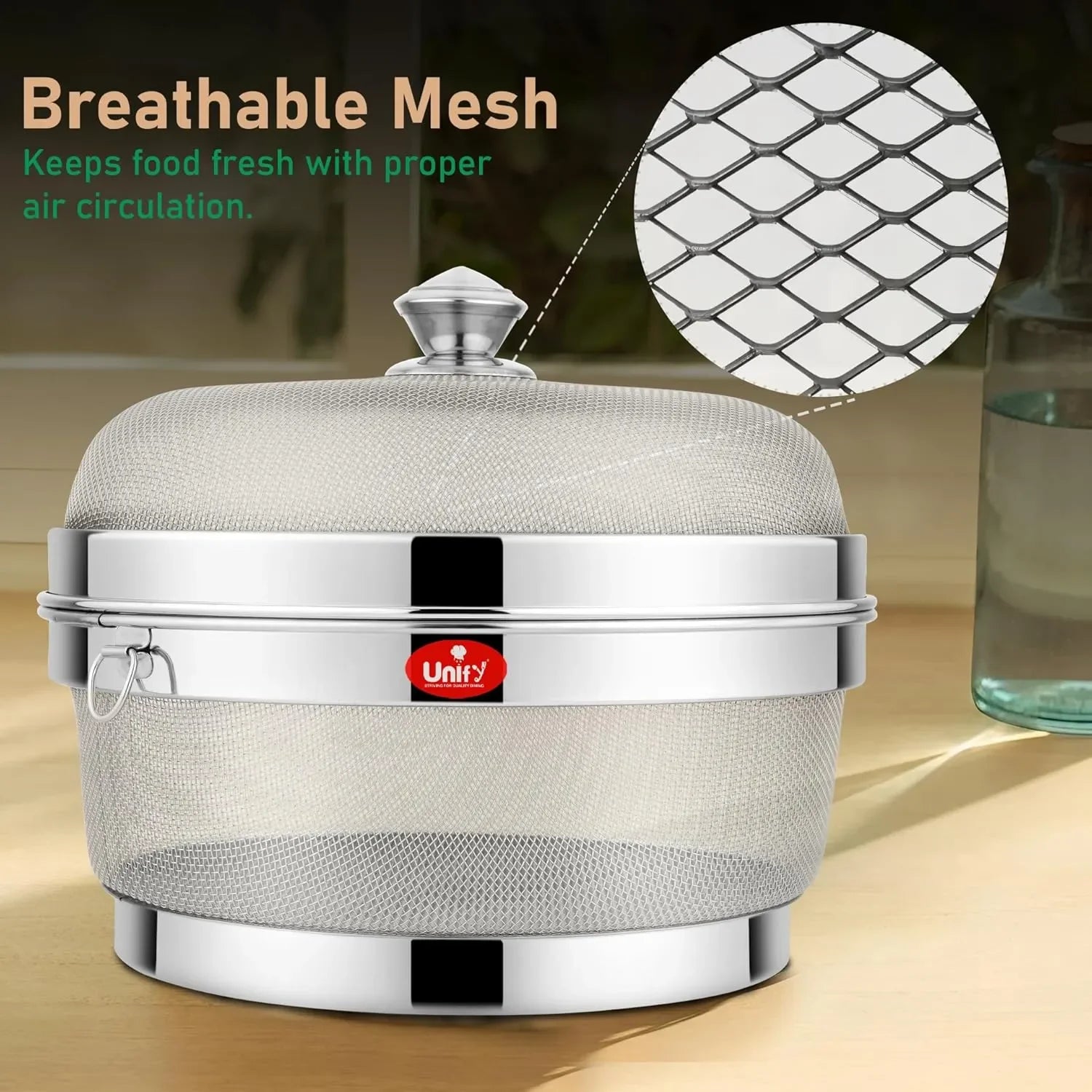 12-Inch Stainless Steel Mesh Fruit Basket with Lid - Fly & Mosquito Proof, SilverMULTIBSKT121 2