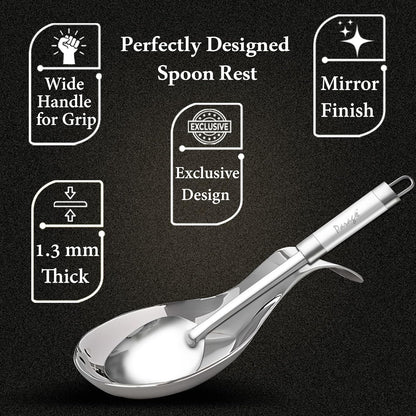2 Pieces Stainless Steel Spoon Rest for Kitchen & Dining Table, Holder for Cooking and Serving Spoons (21.5 cm, Silver)