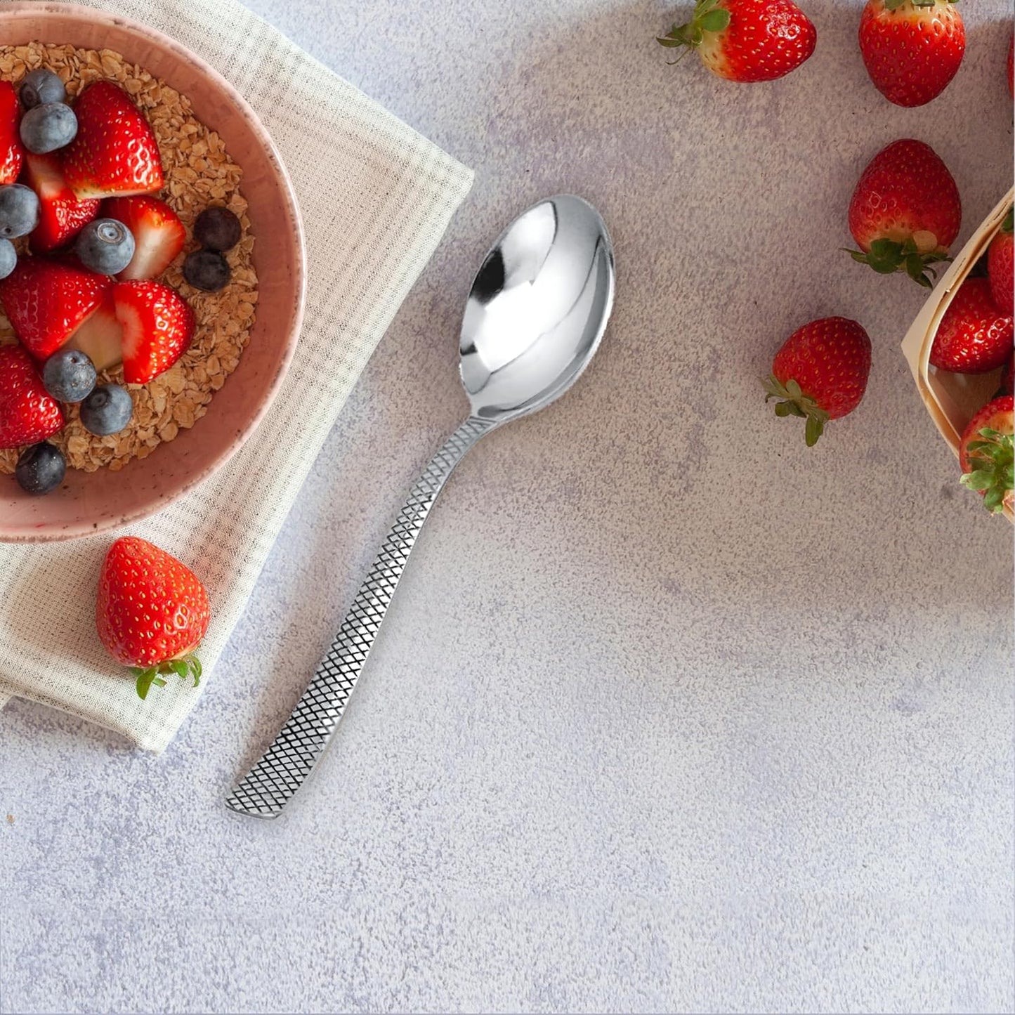 6 Pcs Stainless Steel Table Spoon Set with Zig Zag Design for Home & Kitchen