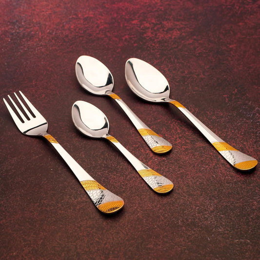 24pc Stainless Steel 24k Gold Cutlery | Spoons Forks | Dining