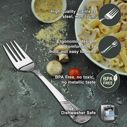 6 Pieces Stainless Steel Table Forks Set, 18.5 cm Premium Silver Dining Cutlery with Imperial Design – Luxury Tableware for Home & Kitchen
