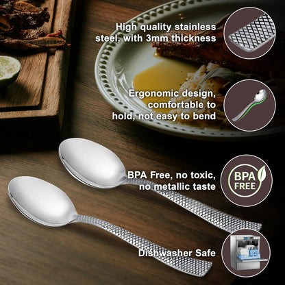 6 Pcs Stainless Steel Table Spoon Set with Zig Zag Design for Home & Kitchen