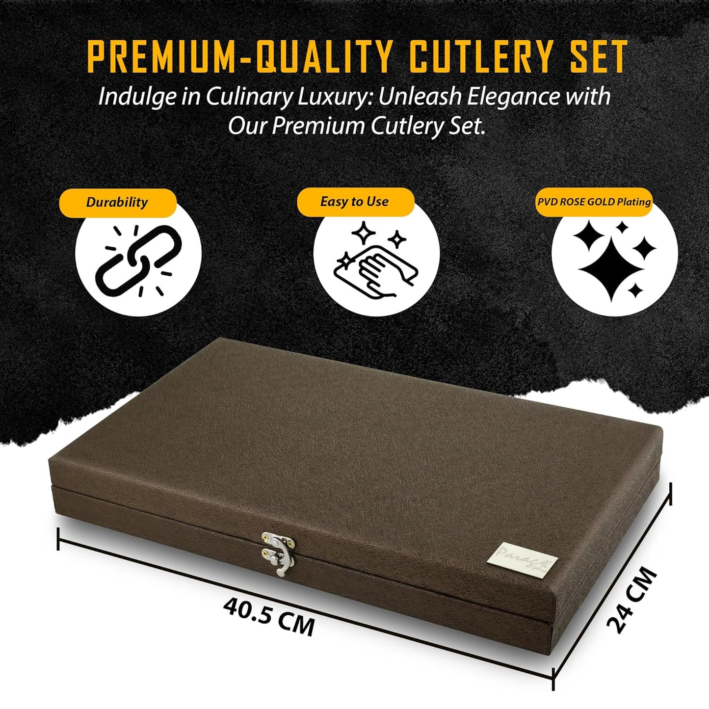 24pc Stainless Steel Rose Gold Cutlery | Gift Box | PVD Rose