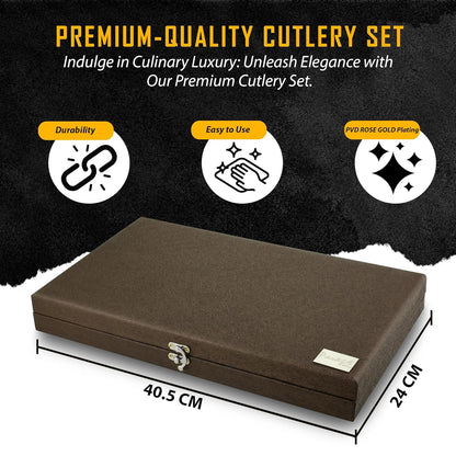 24pc Stainless Steel Rose Gold Cutlery | Gift Box | PVD Rose