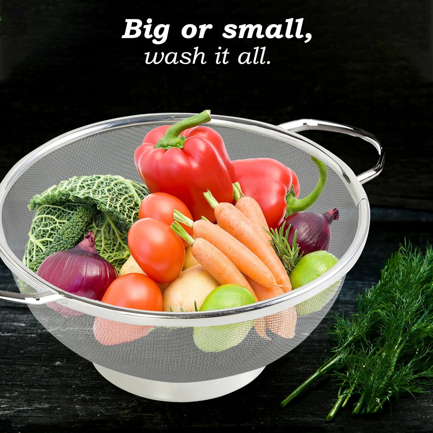 Stainless Steel Multipurpose Colander Basket | 25cm Strainer & Drainer Bowl with Handle - Ideal for Washing Rice, Fruits, Vegetables & GrainsCOLANDER101 3