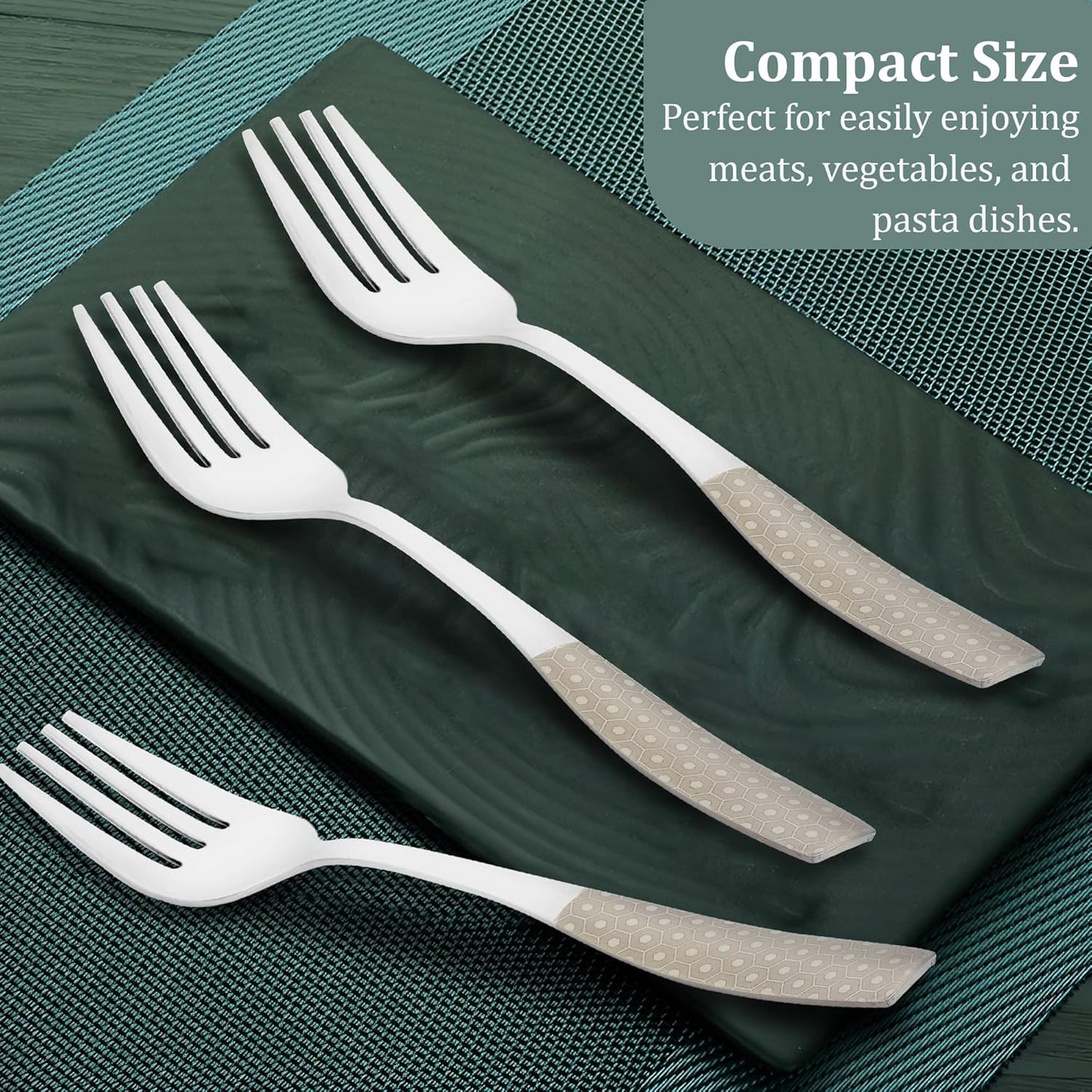 6 Pieces Stainless Steel Premium Table Fork Set for Home & Kitchen – 19 cm Luxury Dining Tableware, Laser Cutlery Set Gift, Silver with Dazzle Design