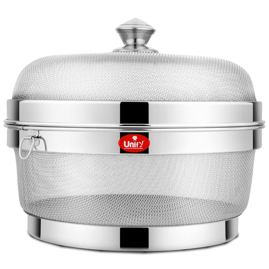 10-Inch Stainless Steel Mesh Fruit Basket with Lid – Fly & Mosquito Proof, Silver
